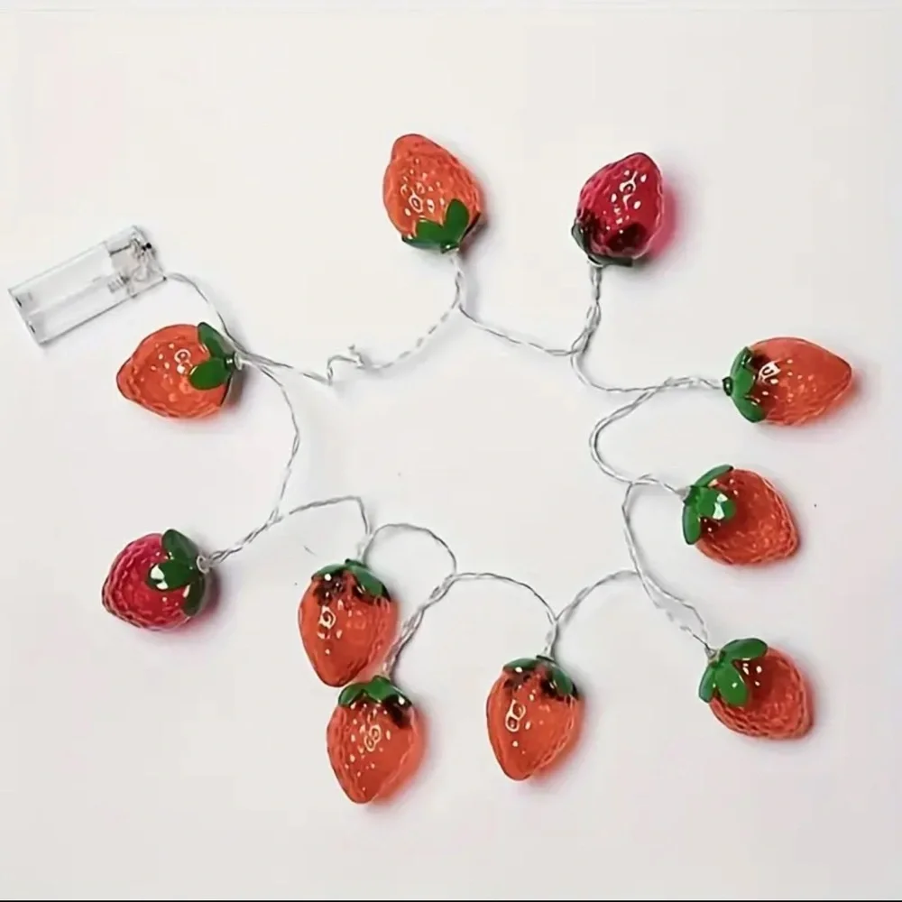 Strawberry String Lights LED 10 Bulbs Garland Christmas Party Decor